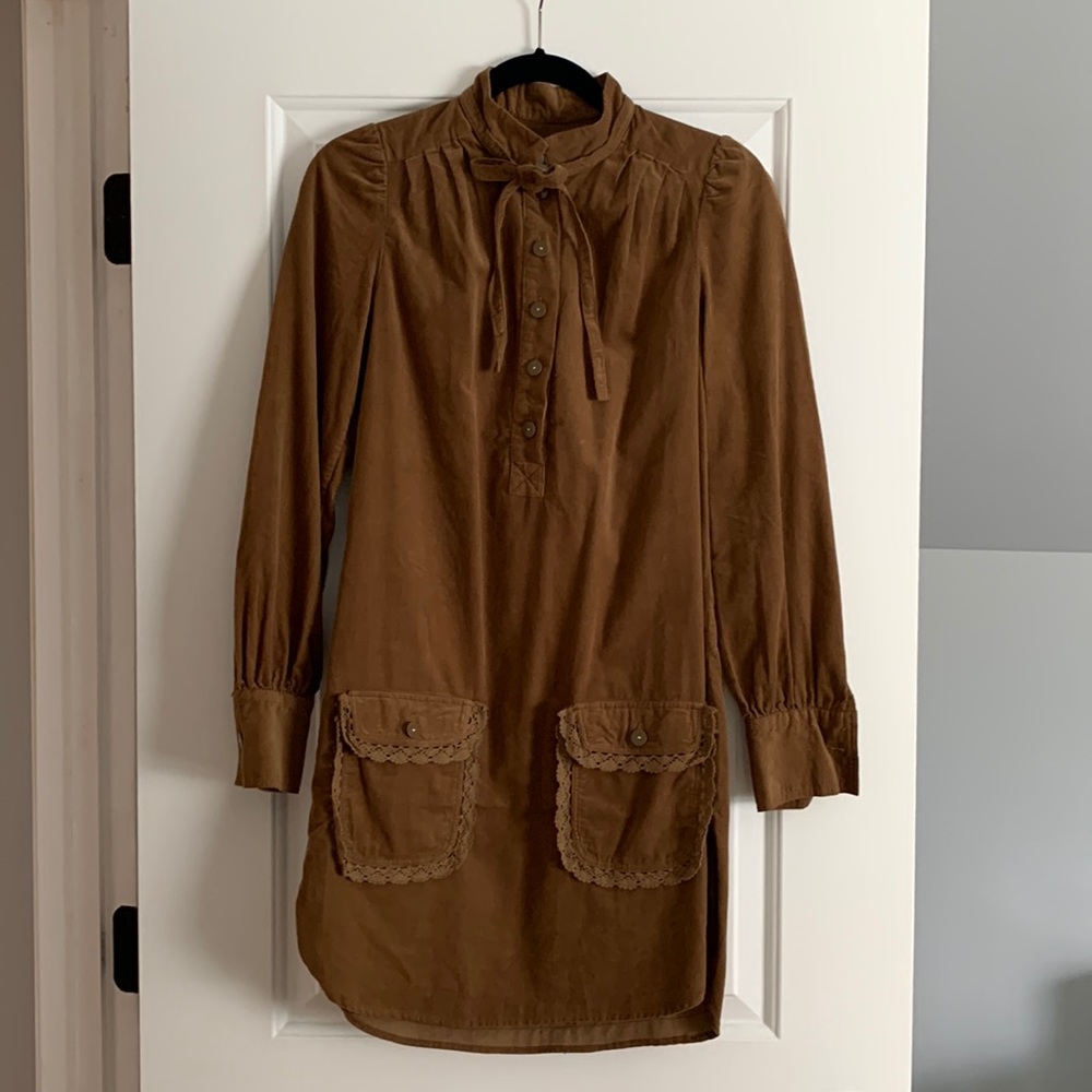 YMC mod vintage style brown bow dress